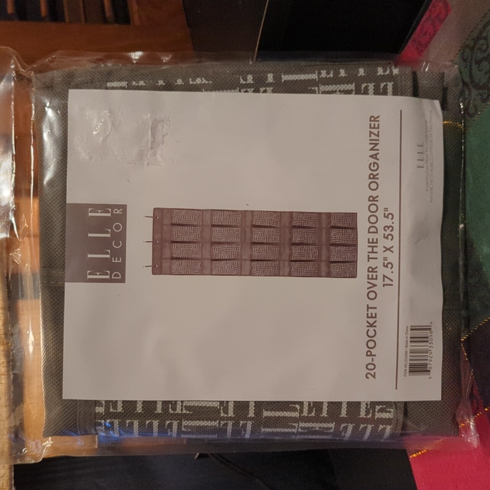 Elle Decor 20 Pocket over the Door Grey Fabric Organizer Shoes NEW NIP NICE